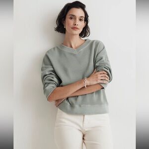 Madewell Waffle Knit Boxy Sweatshirt Tee in “Pale Eucalyptus” size Medium